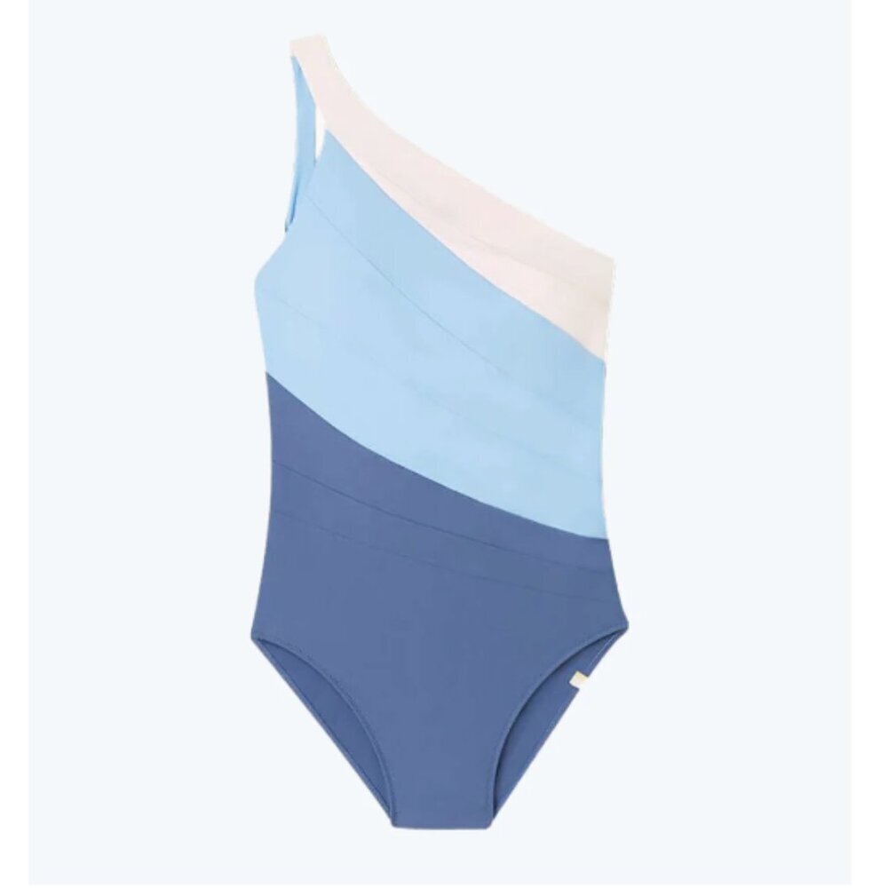 Summersalt The Sidestroke One-Shoulder Women's Swimsuit in Blue/White size 10 - Picture 12 of 12